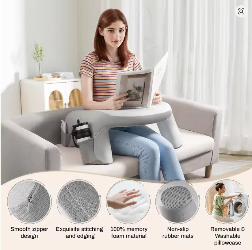 Reading Pillow Couch Lap Desk for Gaming, Memory Foam Arm Rest Pillow with Washable Cover